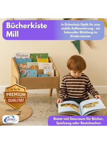 Mein-Regal Bücherbox MILL Bücherregal 55x35x45 cm 3 Fächer in natur