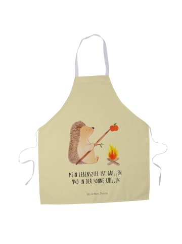 Mr. & Mrs. Panda Kochschürze Igel Grillen mit Spruch in Gelb Pastell