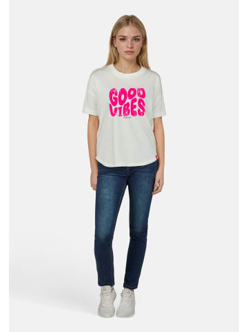 Salzhaut Textdruck Shirt für Damen in hell-blau