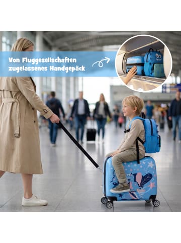 COSTWAY 2 tlg. Kinderkoffer mit Rucksack in Blau