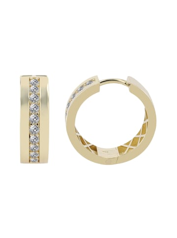 Adeliás Damen Ohrringe – Klappcreole aus 333 Gold mit Zirkonia in gold
