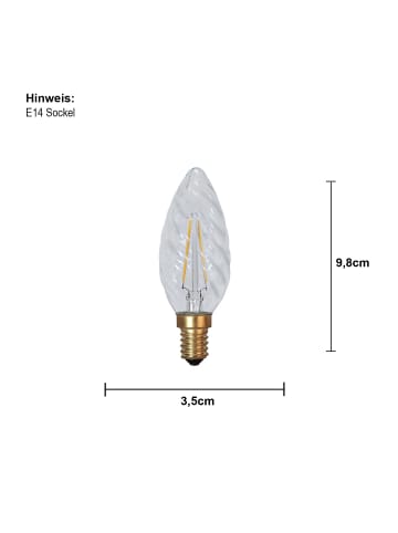 STAR Trading LED-Leuchtmittel ,Soft Glow', E14, Kerze, 1,5W, 120lm, twisted, warmwe