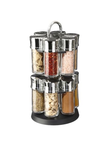 Secret de Gourmet Set von rotierenden Gewürzen, Karussell in Silbern, (B) 16 x (H) 30 x (L) 16 cm