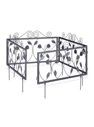 relaxdays 8 x Beetzaun "Blätter" in Schwarz