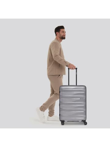 Bergpfeil Travel 4-Rollen Trolley M 66 cm mit Dehnfalte in arctic silver metallic