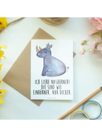 Mr. & Mrs. Panda Babykarte Einhorn Nashorn mit Spruch in Weiß