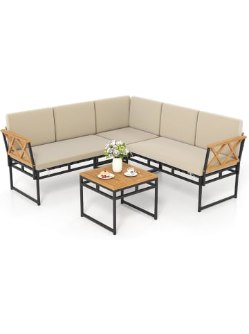 COSTWAY 4 tlg. Gartenmöbel Set in Beige