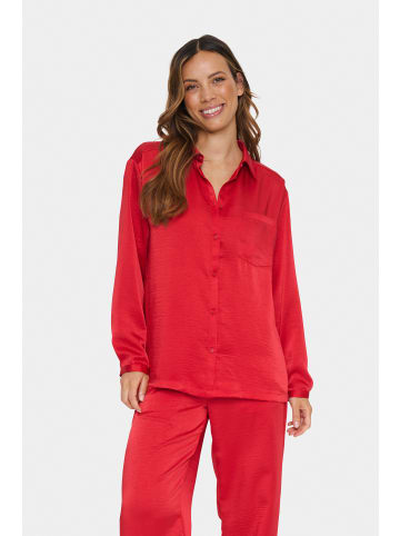 SAINT TROPEZ Langarm - Hemd DinneSZ Oversize fit in Crimson