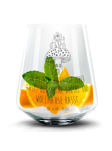 Mr. & Mrs. Panda Blümchentail Glas Marienkäfer Fliegenpilz mit Spruch in Transparent