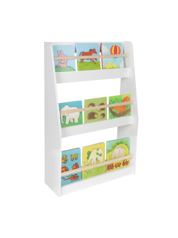 relaxdays Bücherregal in Weiß/ Natur - (B)60 x (H)90 x (T)20 cm