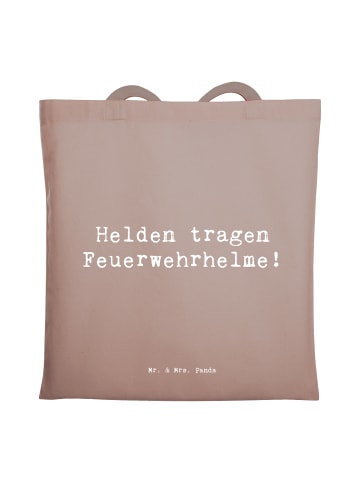 Mr. & Mrs. Panda Tragetasche Spruch Feuerwehrmann Helden mit Spruch in Braun Pastell