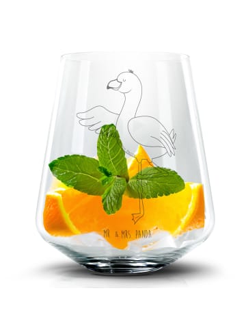 Mr. & Mrs. Panda Blümchentail Glas Flamingo Yoga ohne Spruch in Transparent