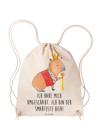 Mr. & Mrs. Panda Jutebeutel Capybara König mit Spruch in Creme