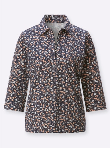 WITT WEIDEN Poloshirt in marine-papaya-bedruckt