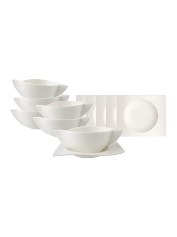 Villeroy & Boch 6er Set Suppentassen mit Untertassen NewWave in Weiß 450 ml in weiß