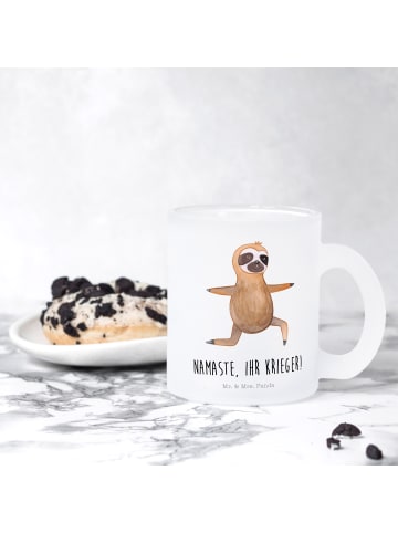 Mr. & Mrs. Panda Glas Faultier Yoga mit Spruch in Transparent