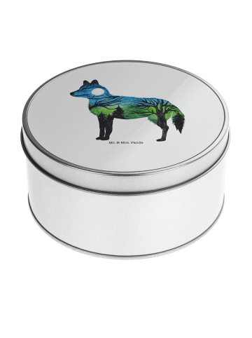 Mr. & Mrs. Panda Blechdose rund Fuchs Landschaft mit Spruch in Bunt