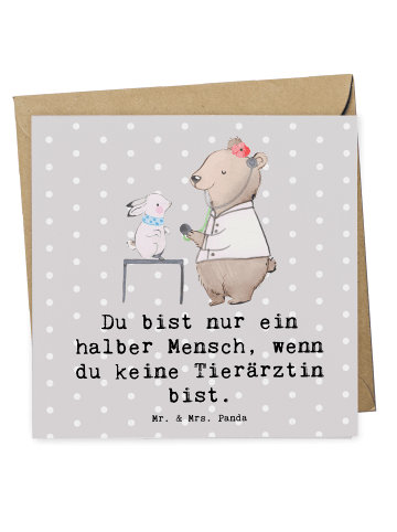 Mr. & Mrs. Panda Deluxe Karte Tierärztin Herz mit Spruch in Grau Pastell