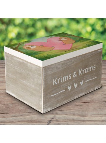 Mr. & Mrs. Panda Holzkiste Faultiere Herz Design ohne Spruch in Weiß