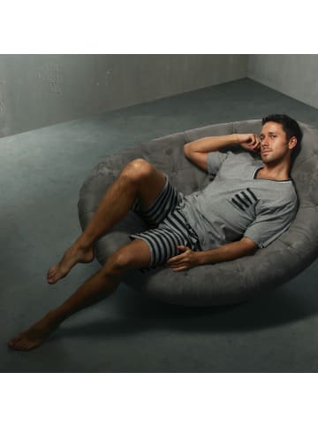 REDBEST Single-Jersey Shorty in hellgrau/anthrazit meliert