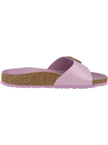 Birkenstock Pantolette Madrid Big Buckle Gold Naturleder Lack schmal in lila
