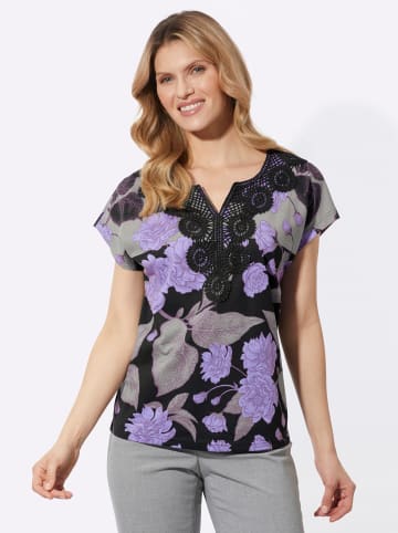 Sieh an! Kurzarmshirt in grau-lavendel-bedruckt