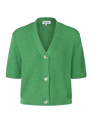More & More kurze, shiny Struktur-Strickjacke in green