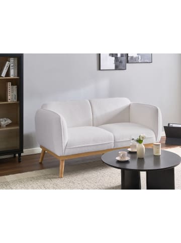 Beliani 2-Sitzer Sofa LJUNG in Weiß/Braun - (W) 160 x (H) 82 x (L) 82 cm