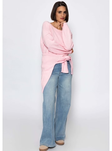SASSYCLASSY Oversize Baumwoll-Pullover mit Rückennaht in Rosa