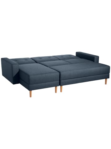 58 aufm Kessel FUNKTIONSSOFA mit Hocker Kattie Flachgewebe blau