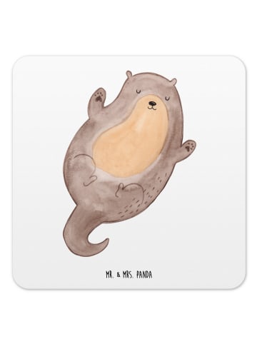 Mr. & Mrs. Panda Glasuntersetzer Otter Umarmen ohne Spruch in Weiß