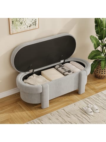 ABRIHOME Sitzbank in Grau mit Stauraum Polster für Wohnzimmer