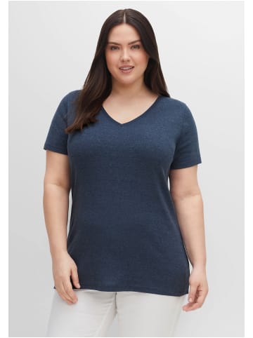 sheego T-Shirt in marine+indigo meliert