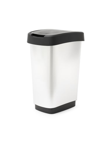 Rotho Twist Mülleimer 25l mit Deckel, Kunststoff (PP) in Silber metallic
