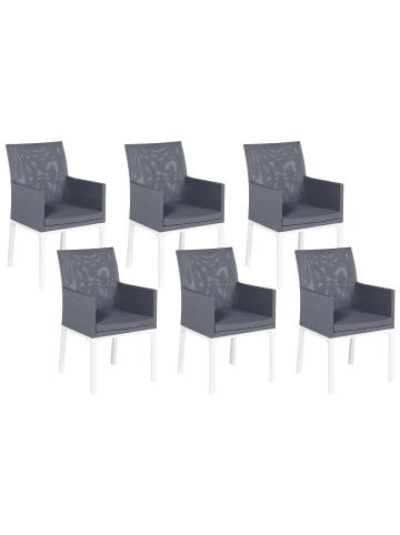 Beliani 6er-Set Gartenstuhl BACOLI in Grau/Weiß