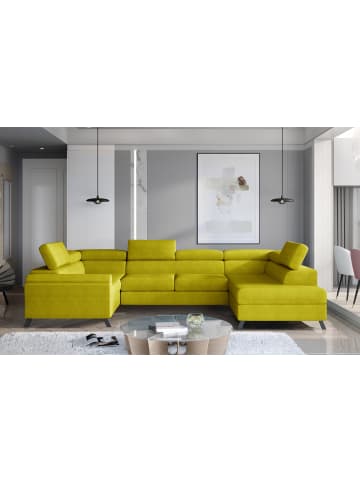 MF Design Esco Recamiere Rechts in Senfgelb -  (L) 200 x (B) 336 x (H) 92 cm