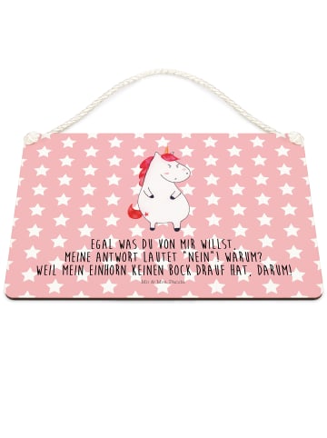 Mr. & Mrs. Panda Schild Einhorn Wut mit Spruch in Rot Pastell