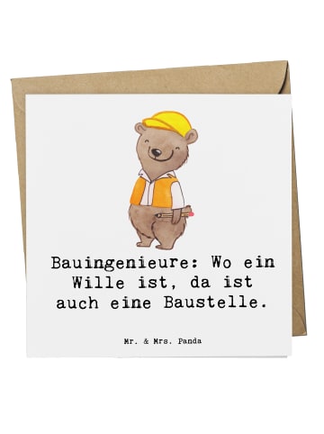 Mr. & Mrs. Panda Briefkarte Bauingenieur Wille mit Spruch in Weiß