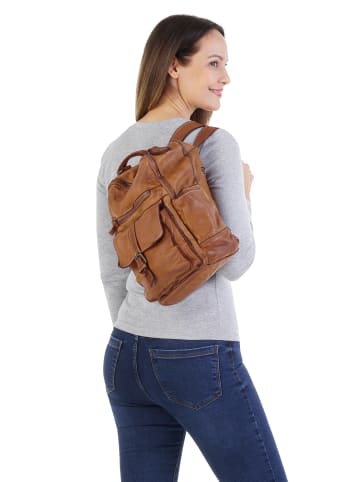 X-ZONE Rucksack echt Leder in cognac