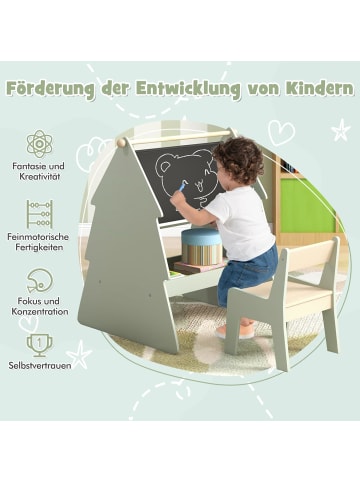 COSTWAY Staffelei Kinder mit Stuhl in Baumform in Grün