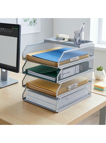 Briefablage in Silber - (B)25 x (H)31 x (T)32 cm