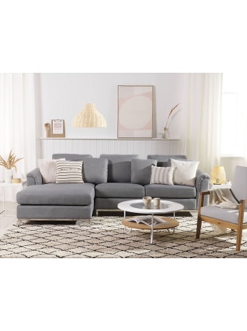 Beliani 4-tlg Ecksofa OSLO in Grau/Silber rechtsseitig