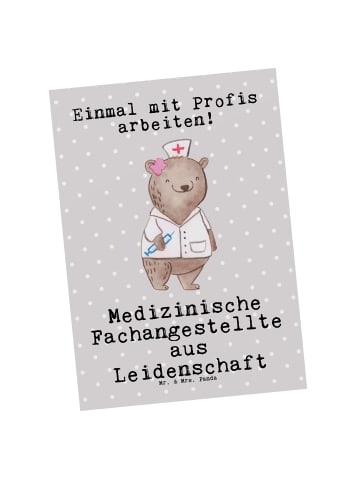 Mr. & Mrs. Panda Postkarte Medizinische Fachangestellte Leidensc... in Grau Pastell