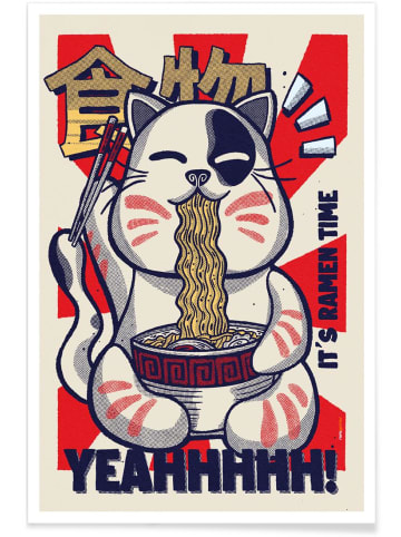 Juniqe Poster "Its Ramen Time" in Cremeweiß & Rot