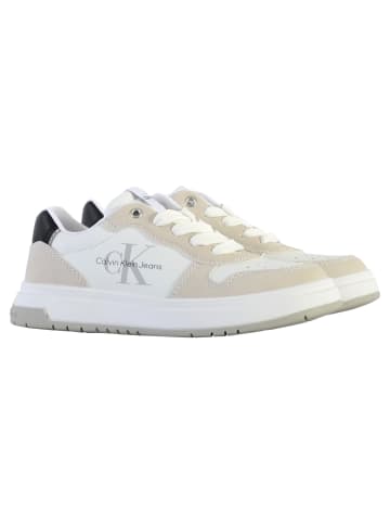 Calvin Klein Kinder-Sneaker mit Schnürung, Jeans-Look, Low-Cut-Modell Weiß
