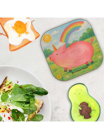 Mr. & Mrs. Panda Holzuntersetzer Einhorn Schwein Design ohne Spruch in Weiß