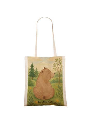 Mr. & Mrs. Panda Shopping Bag Bär Schulterblick Design ohne Spruch in Weiß