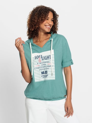 WITT WEIDEN Kapuzen-Shirt in salbei-ecru-bedruckt