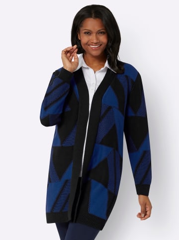 WITT WEIDEN Strickmantel in royalblau-schwarz-gemustert