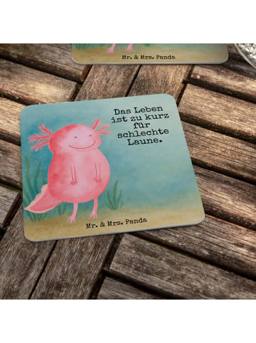 Mr. & Mrs. Panda Bierdeckel Axolotl Glücklich Design mit Spruch in Weiß